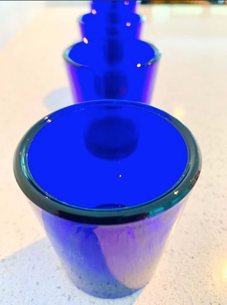 96 New Blue Candle Holders / Shot Glasses / USA Made RRP $2,500 USD Carousel 2