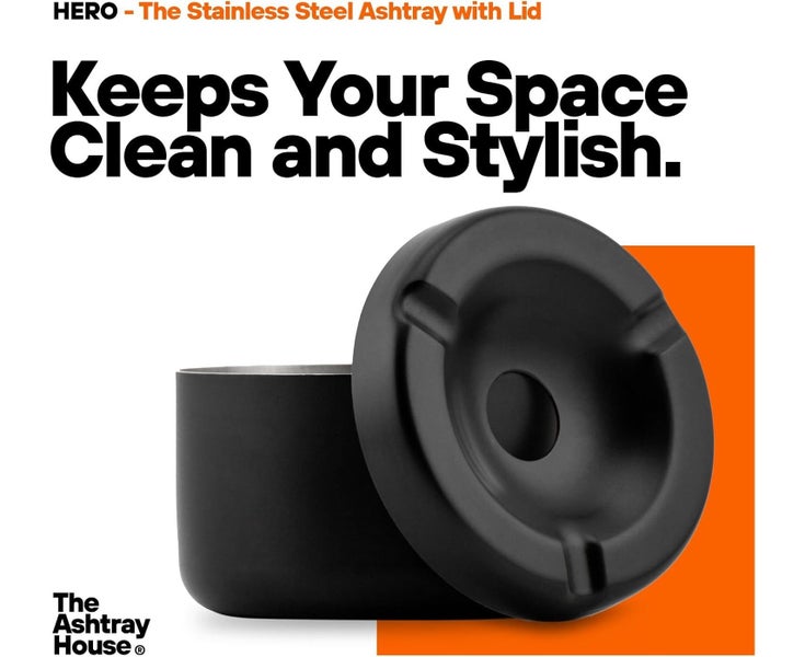 Ashtray for outside Patio - Waterproof Windproof Stainless Steel with Lid, Ea Carousel 2