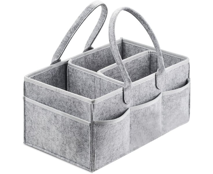 Baby Diaper Caddy Organizer, Foldable Felt Nursery Tote Storage Bin Portable Carousel 1