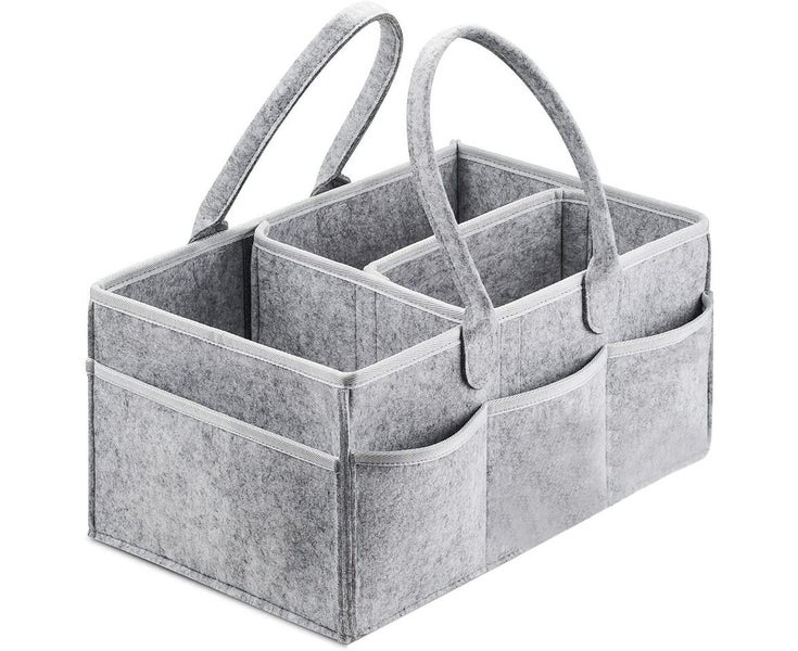 Baby Diaper Caddy Organizer, Foldable Felt Nursery Tote Storage Bin Portable Carousel 8