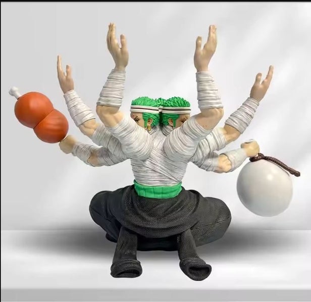 27Cm Three Heads Six Arms Anime One Pieces Zoro Anime Action Figure Carousel 2