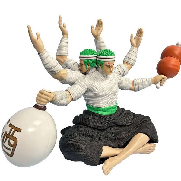 27Cm Three Heads Six Arms Anime One Pieces Zoro Anime Action Figure Carousel 8