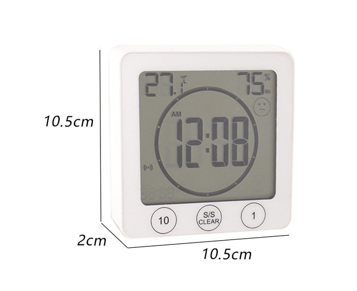 Bathroom Clock Multi-Function Electronic Thermometer And Hygrometer Timer Carousel 2