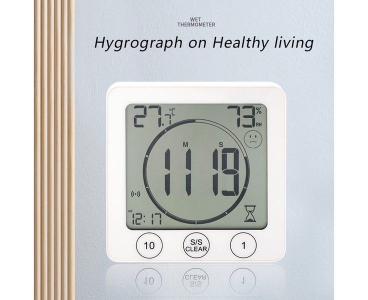 Bathroom Clock Multi-Function Electronic Thermometer And Hygrometer Timer Carousel 5