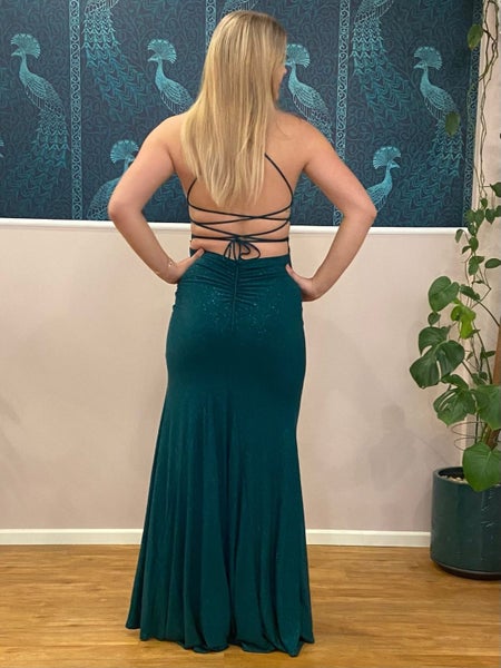 Ellora emerald lace up glitter mermaid dress 12-14 Express NZ wide63621201552515113