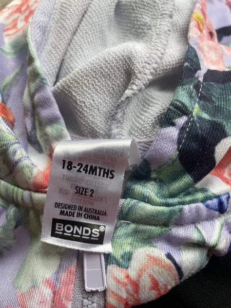 Bonds lilac floral hoodie size 18-24mths Carousel 2