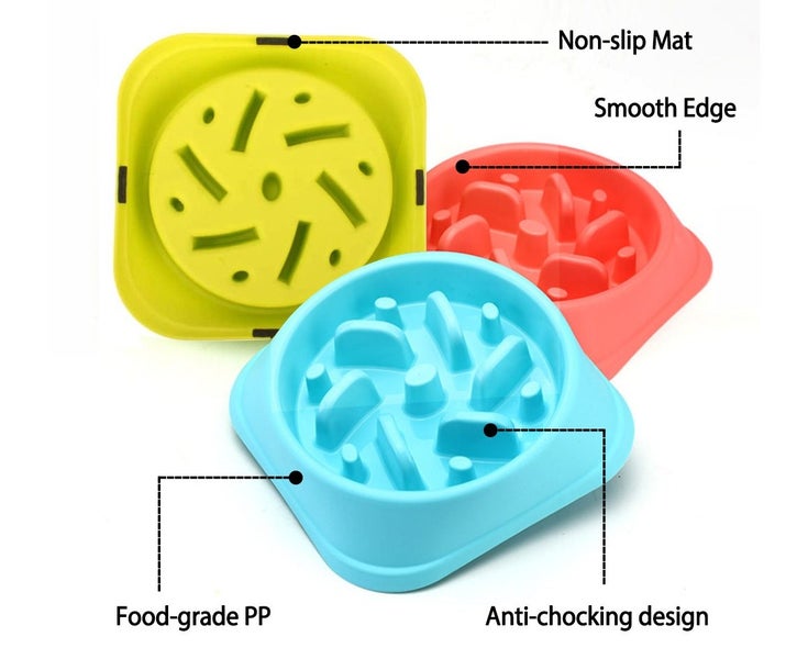 Blue Pet Bowl Dog Slow Feeder Fun Bloat Maze Interactive Food Healthy Eating Carousel 2