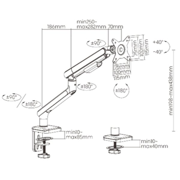 KONIC 17"-32" Premium Single Monitor Arm - Neo Slim Spring Assisted - Weight Carousel 2