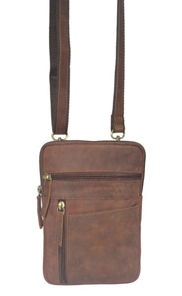 Quality Full Grain Hunter Leather Shoulder/Crossbody Bag. Style No: 51019.62982324067329112
