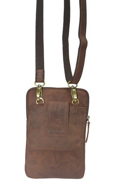 Quality Full Grain Hunter Leather Shoulder/Crossbody Bag. Style No: 51019.62982324067329113