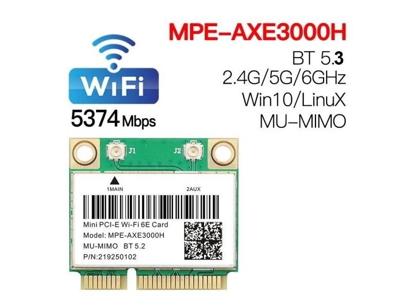 WiFi 6E AX210HMW Bluetooth 5.3 Mini PCI-E Wifi Card For AX210 5374Mbps 802.11ax Carousel 1