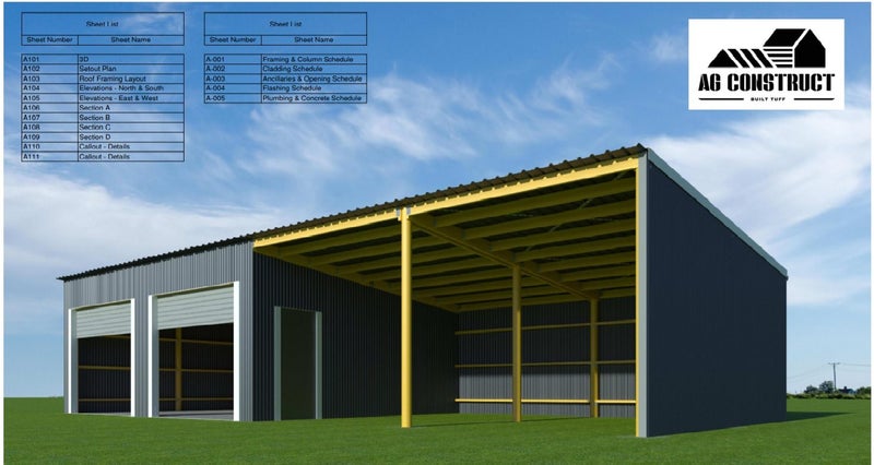 Farm Shed Kitset Lean to - 4 Bays with 6m deep bays Carousel 1