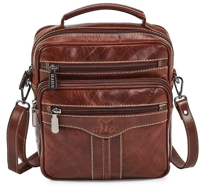 Quality Full Grain Hunter Leather Shoulder/Crossbody Bag. Style No: 51021.62982324058243112
