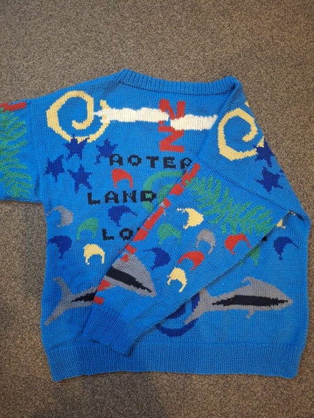 Rare 1980s Handmade NZ Sweater – XL/XXL – “Aotearoa, Land of the Long White Clou62979521716865114