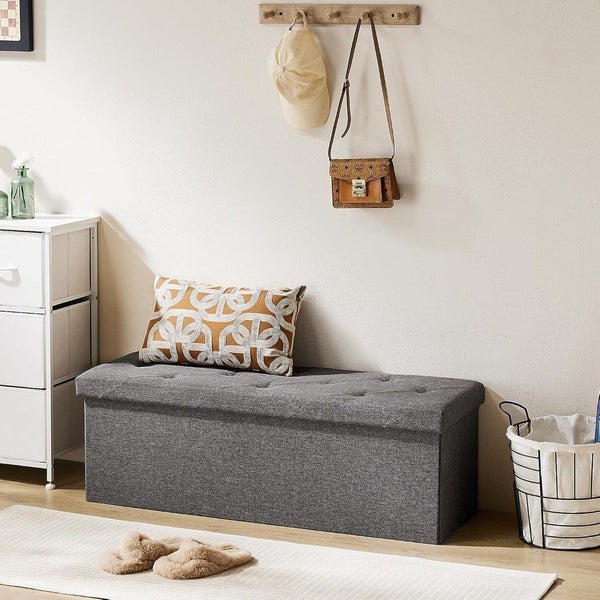 Storage Ottoman Double Foot Rest -Grey 110×38×38cm Carousel 1