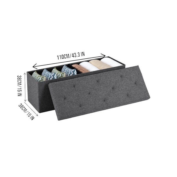 Storage Ottoman Double Foot Rest -Grey 110×38×38cm Carousel 2