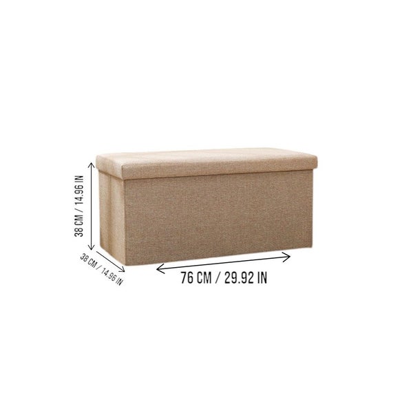 Foldable Storage Ottoman Bench 76×38×38cm - Khaki Carousel 2