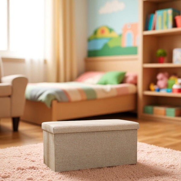 Foldable Storage Ottoman Bench 76×38×38cm - Khaki Carousel 7