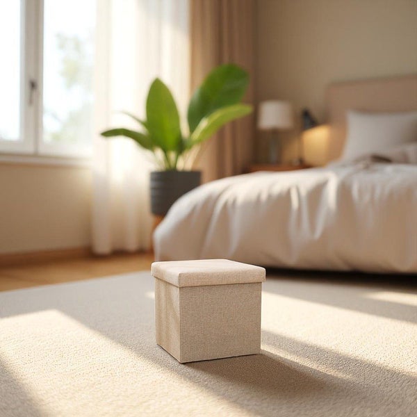 Foldable Storage Ottoman Bench 38×38×38cm - Khaki Carousel 7