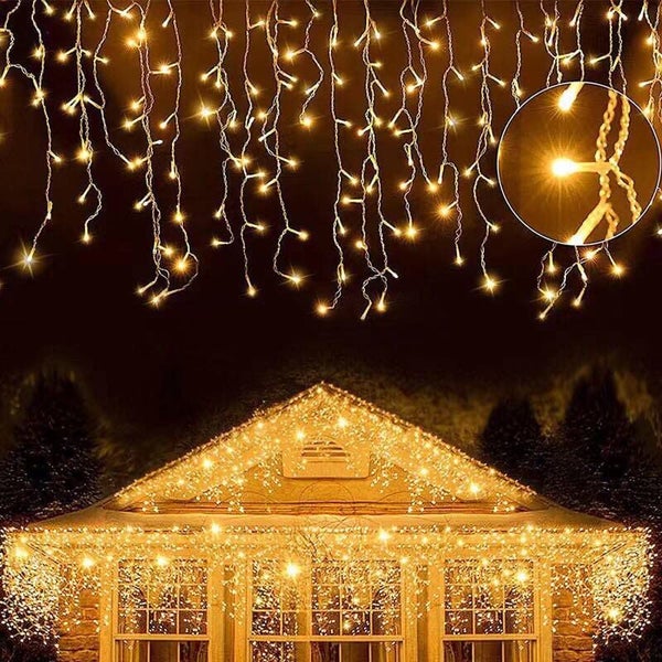 LED Icicle Lights - 10m Wave Pattern - Solar Charged Or Powered Carousel 1