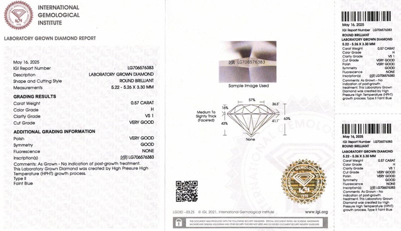 $1 RES ~ $758 Buy Now * 0.57ct Diamond Round Brilliant Laboratory Grown Carousel 14