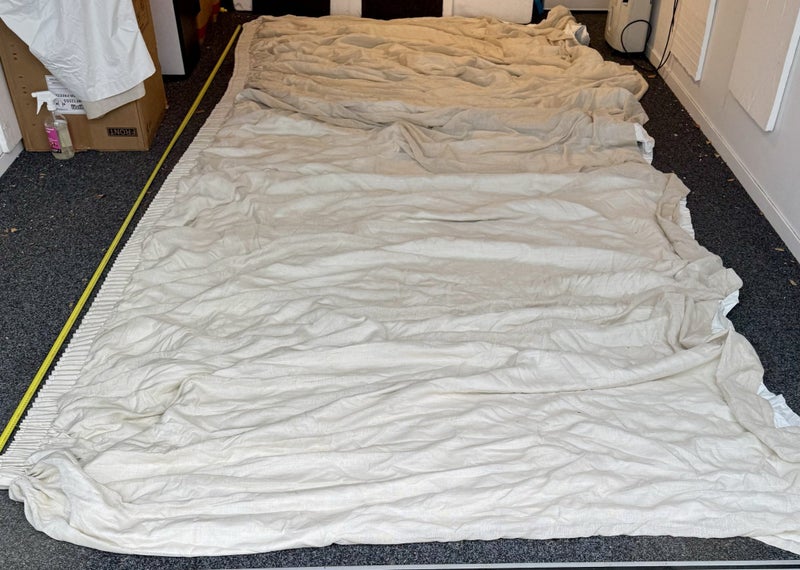 Thermal Backed Curtain Set - Linen / Sheer Look, Soft Beige Colourings.62987927447937113