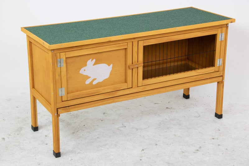 Wooden Rabbit Hutch Raised with Hinged Opening Roof and Pull Out Tray Carousel 1