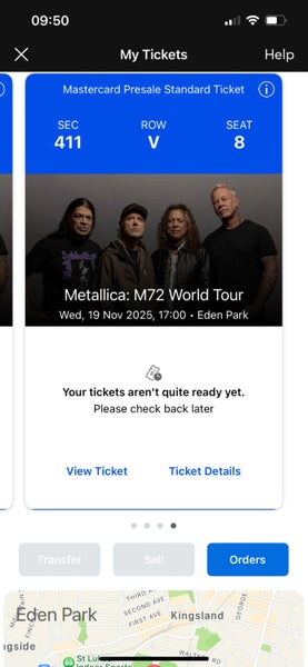 Metallica Ticket x1 to SOLD OUT Auckland show. Seated Ticket.63004014863490114