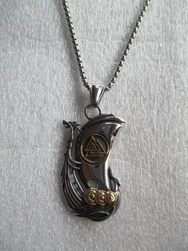 NORDIC VALKNUT NECKLACE - VIKING SHIP - ODIN'S KNOT - 58CM STAINLESS STEEL CHAIN Carousel 1