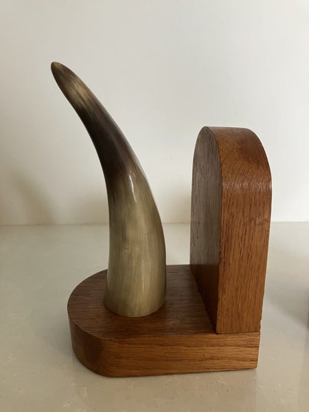 Vintage hand carved horn bookends - Dykehead Scotland62980456824962113