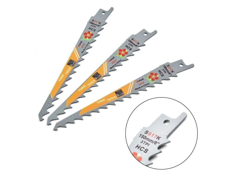 3pcs 150mm 3 TPI HCS Reciprocating Saw Blades Saber Saw Handsaw Multi For Wood Carousel 1