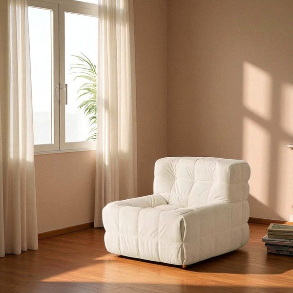 Sofas Loungers Couches 1 Seater Corduroy Foam White Armchairs - NZ Stock Carousel 1