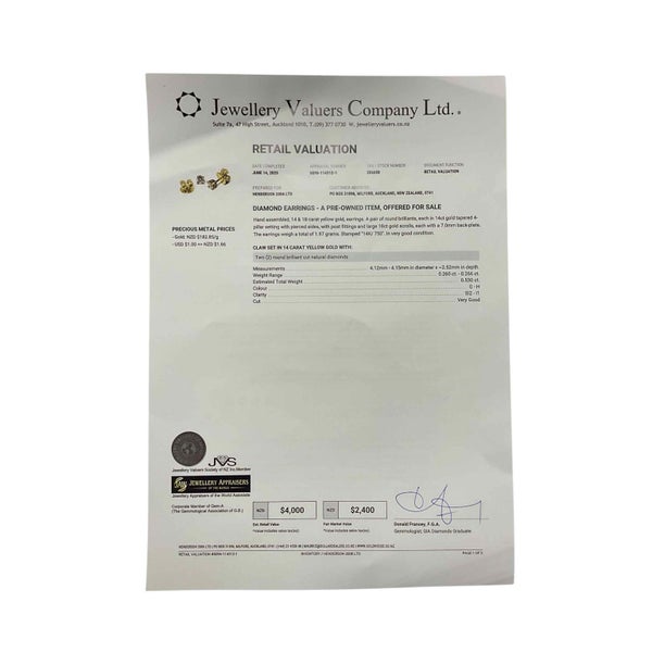 9CT Y/G DIAMOND STUD EARRINGS Carousel 5