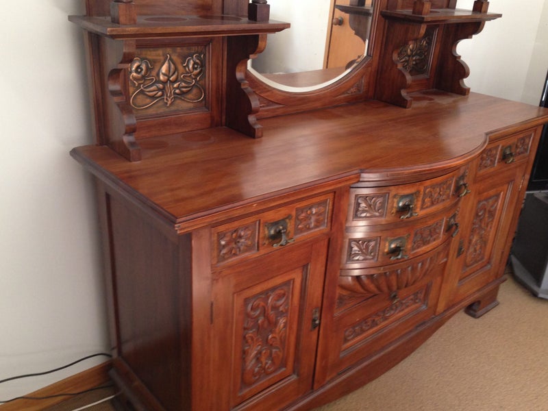 Exquisite Antique Sideboard with Ornate Mirror62998238604419113