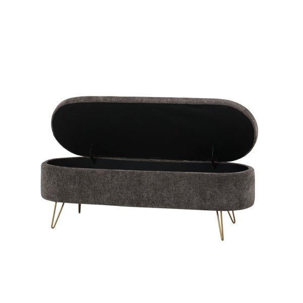 Dark Grey Fabric Storage Ottoman Bench Carousel 2