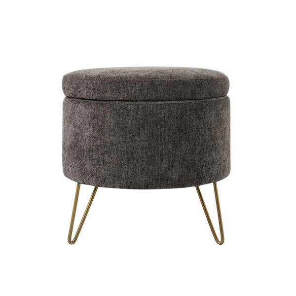 Dark Grey Fabric Storage Ottoman Bench Carousel 4
