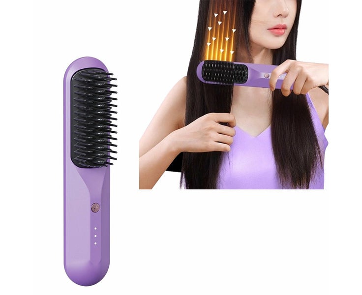 Cordless Hair Straightener Brush Portable Negative Ion Heating Hair Straighte Carousel 1