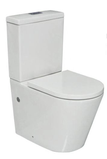 Toilet Avido Back to Wall, Rimless Stronger Flushing Toilet, Shorter Size Carousel 1
