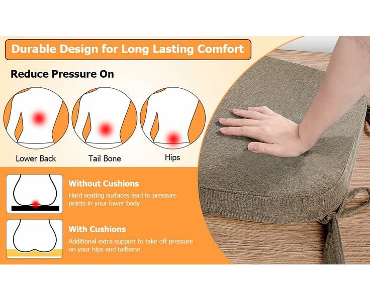 Chair Cushions for Dining Chairs with Ties and Removable Cover, Dining Kitche Carousel 2