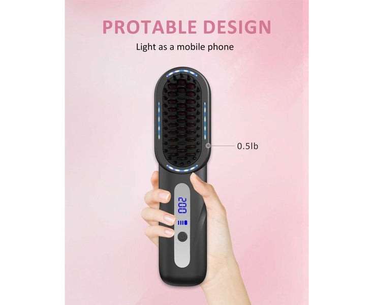 Cordless Hair Straightener Brush - Portable Heated Straightening Brush for Tr Carousel 2