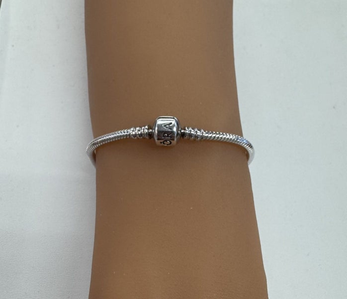 Pandora Sterling Silver Snake Chain Charm Bracelet J97 Carousel 1