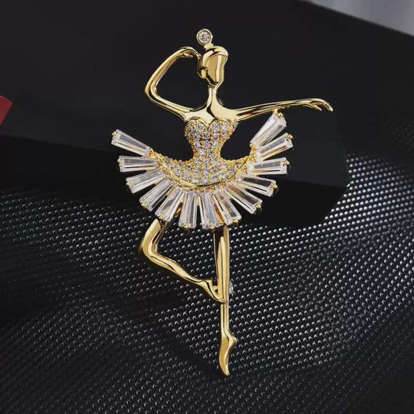 Elegant Ballerina Brooch – Crystal-Embellished Dancer Pin Carousel 1