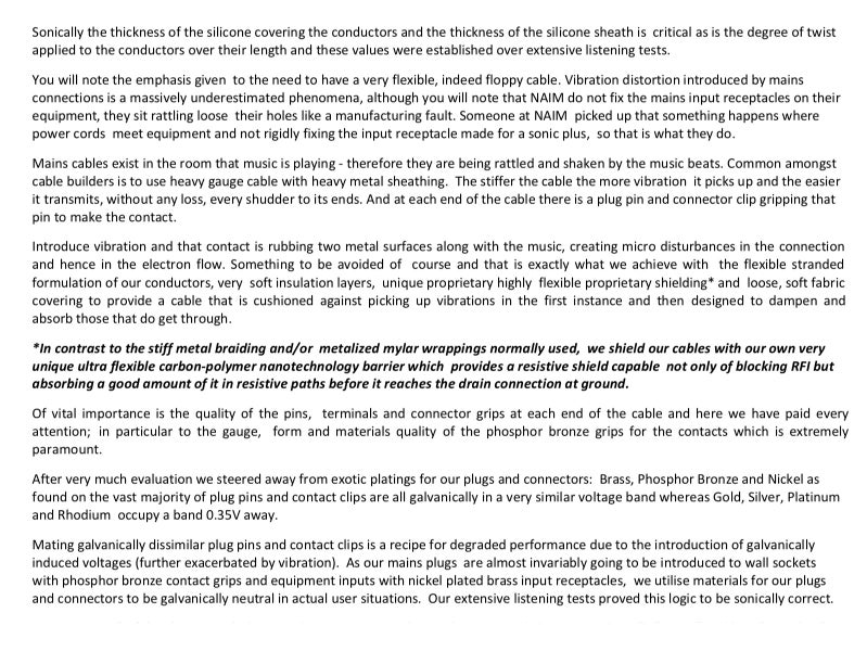 PURITAN Audio Labs CLASSIC PLUS 1.5m Dissipative Technology Mains Cable Carousel 6