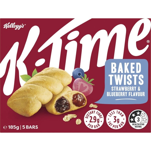 Kelloggs K-Time Baked Twists Strawberry Blueberry Flavour Snack Bars 5 Pack Carousel 2