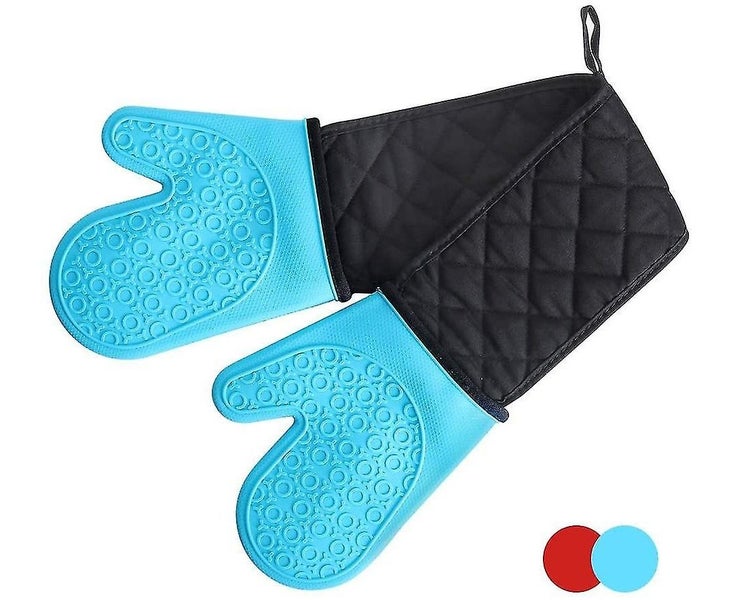 Double Oven Gloves Mitts - Heat Resistant Silicone Oven Gloves Non-slip Carousel 1