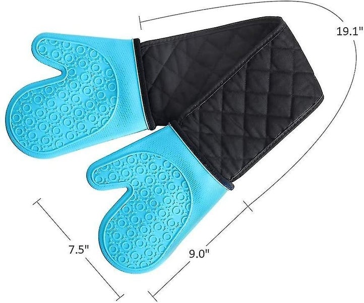 Double Oven Gloves Mitts - Heat Resistant Silicone Oven Gloves Non-slip Carousel 2