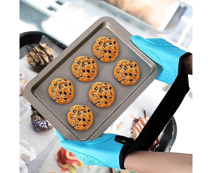 Double Oven Gloves Mitts - Heat Resistant Silicone Oven Gloves Non-slip Carousel 5