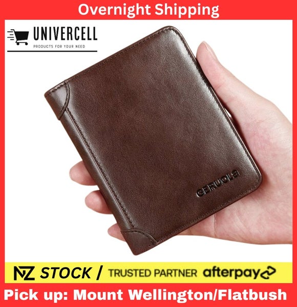 Leather RFID Blocking Wallet: Multi card n Coin Purse Wallet for Mens Brown Carousel 1