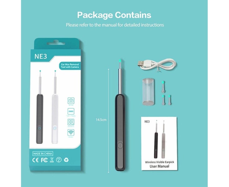 Ear Wax 7 In 1 Removal Kit Camera, Smart Bud Cleaner Black iPhone, Ipad & And Carousel 7