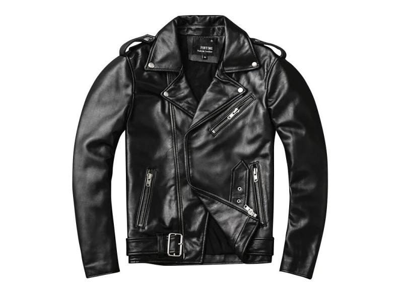 Classical Perfecto Jacket Motorcycle Leather Jacket Men Natural Sheepskin Men Carousel 1